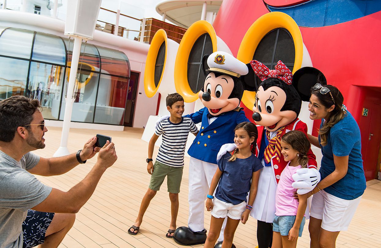 Captain Mickey and First Mate Minnie greet guests onboard the Disney Wonder by Matt Stroshane