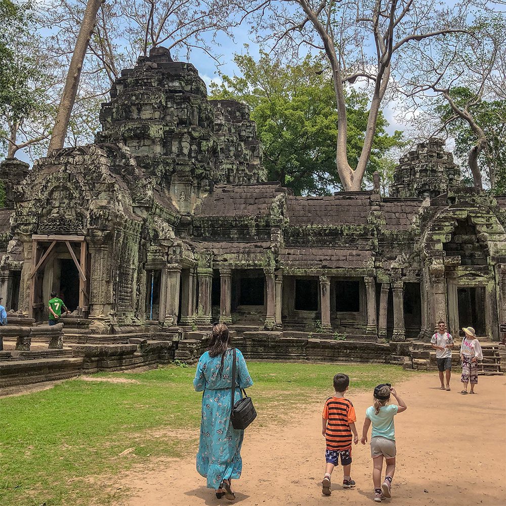 Walking into Ta Prohm Temple (Tomb Raider Temple) from the east entrance in Cambodia