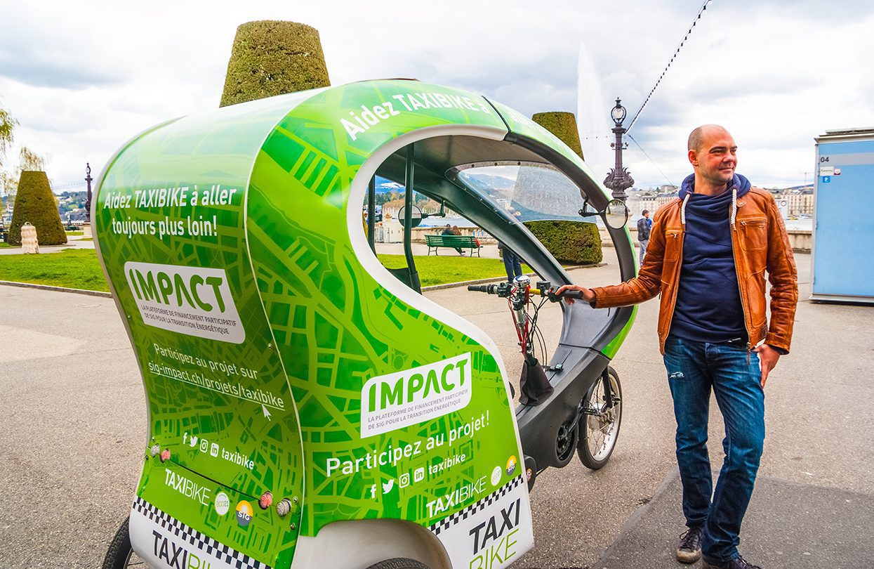 Covered taxi-bikes will take up to two people around the city centre