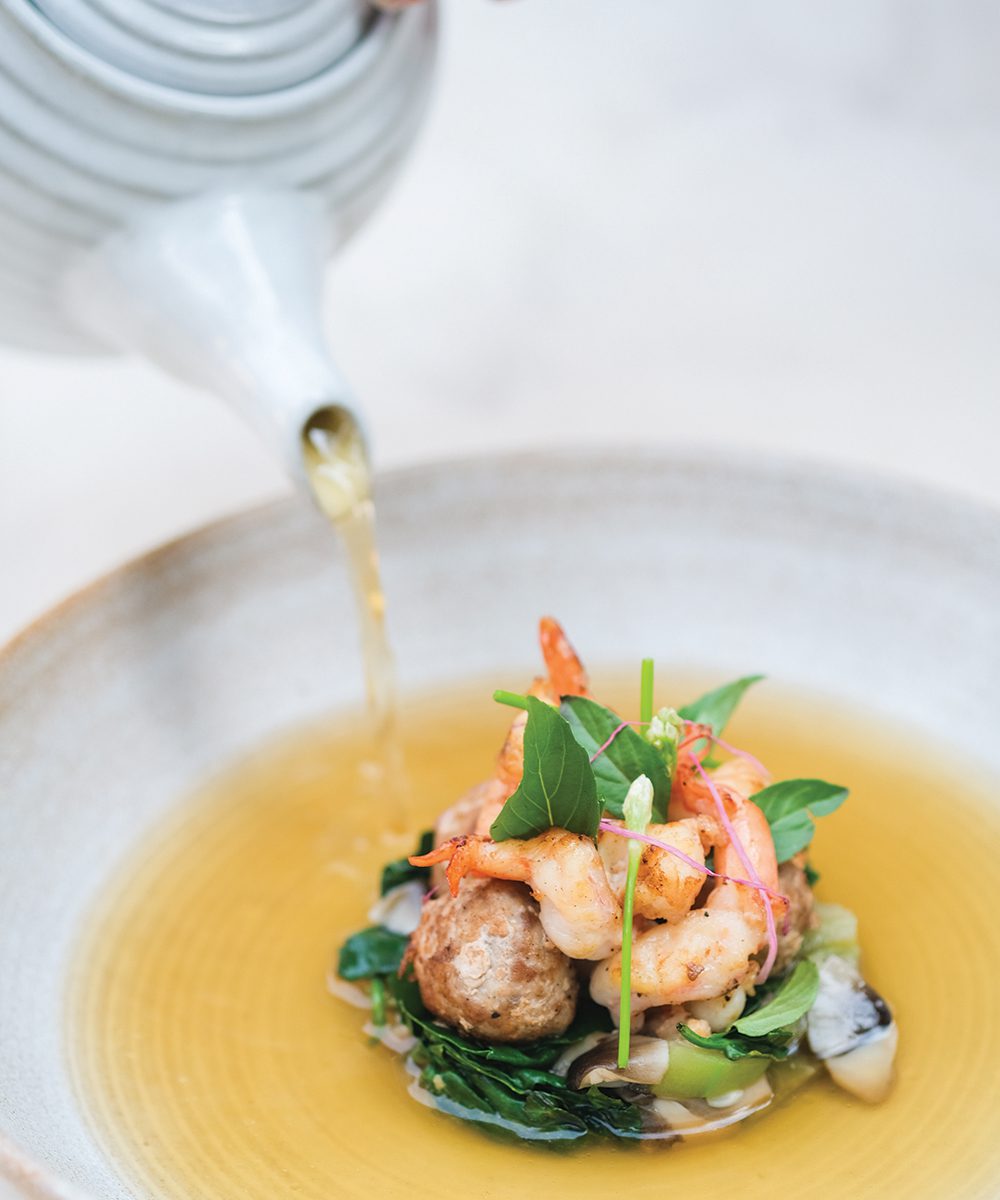 Khmer inspired dishes at Belmond La Résidence d'Angkor - Basil Soup with Pork, Prawns and Khmer Zucchini