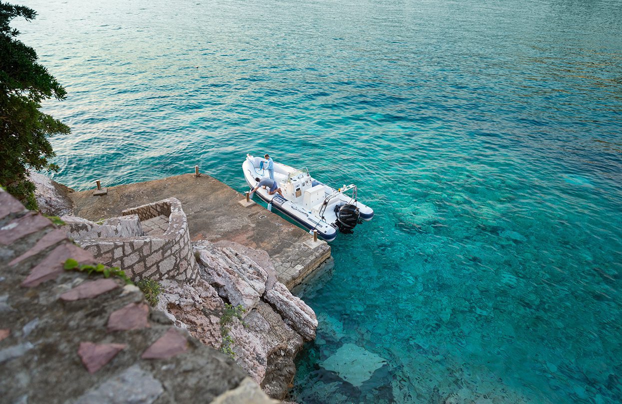 Aman Sveti Stefan - Guest Transfer Boat at Island Pier