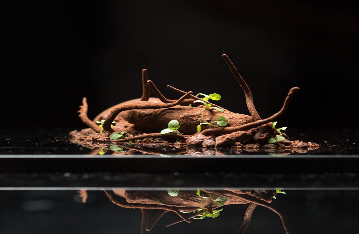 Chef Nelly Robinson's chocolate, peppermint dish.