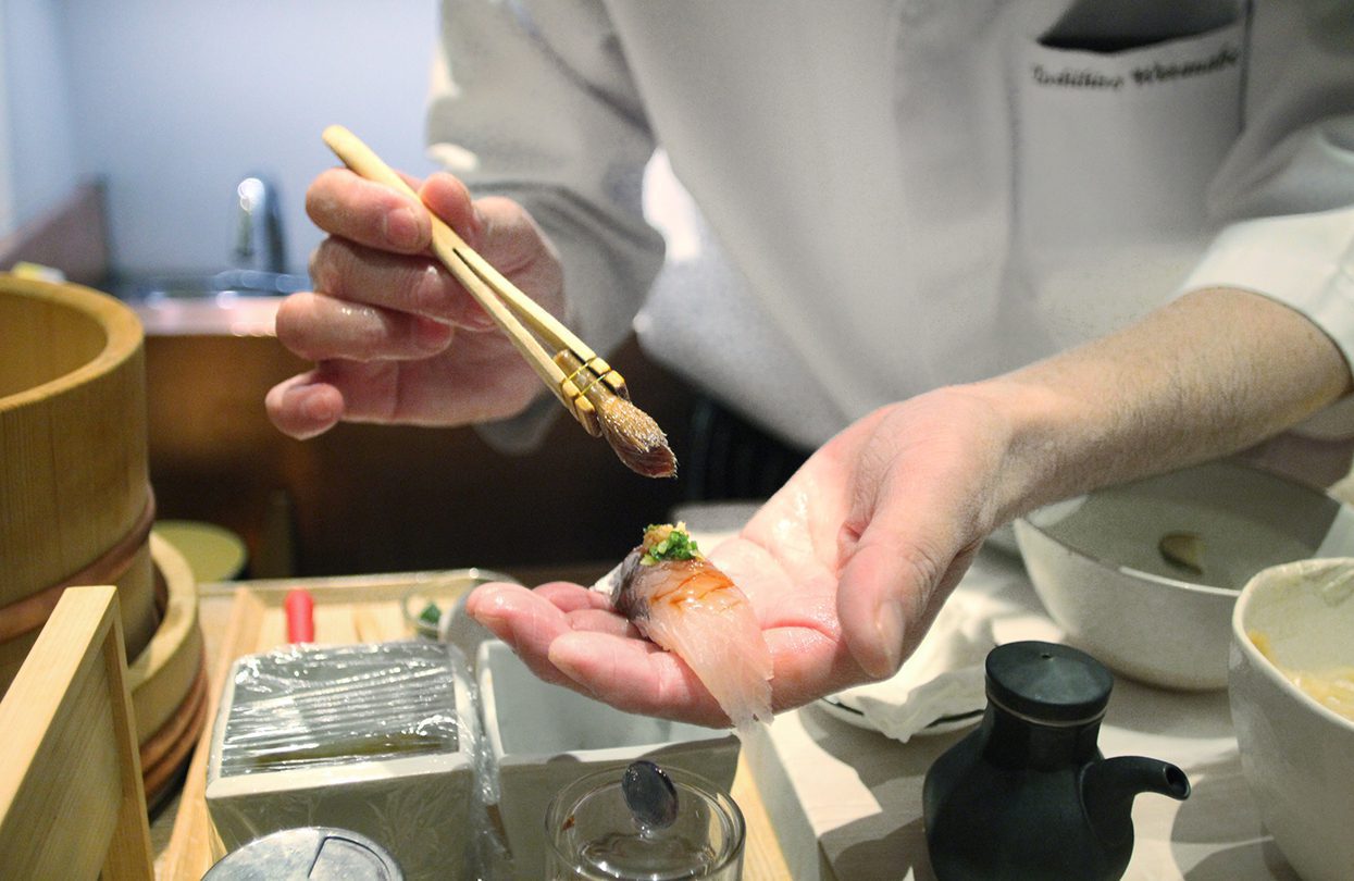 Sushi chef at the Sushi Andaz Tokyo