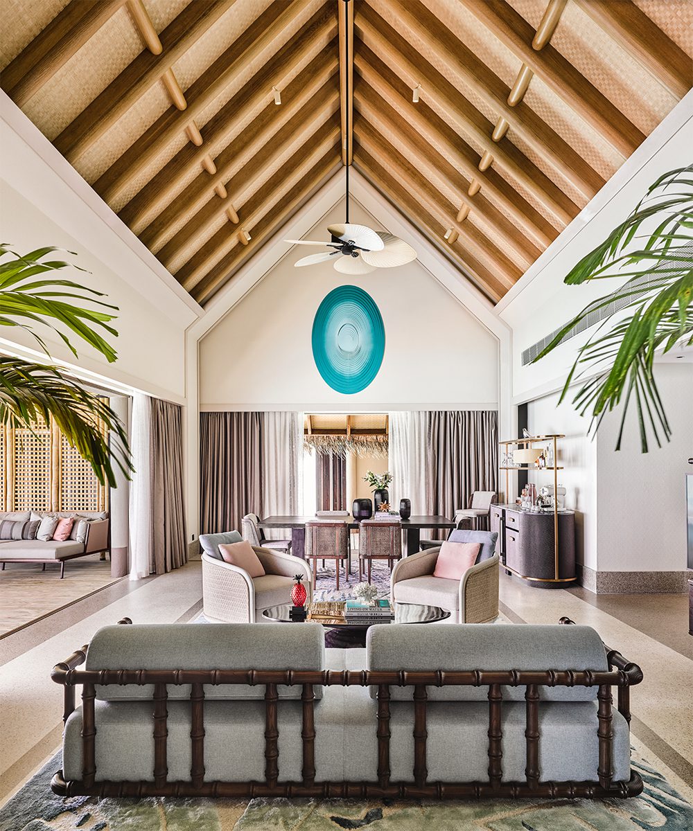 Modern glam becomes the theme of Joali’s spacious three-bedroom ocean bungalow
