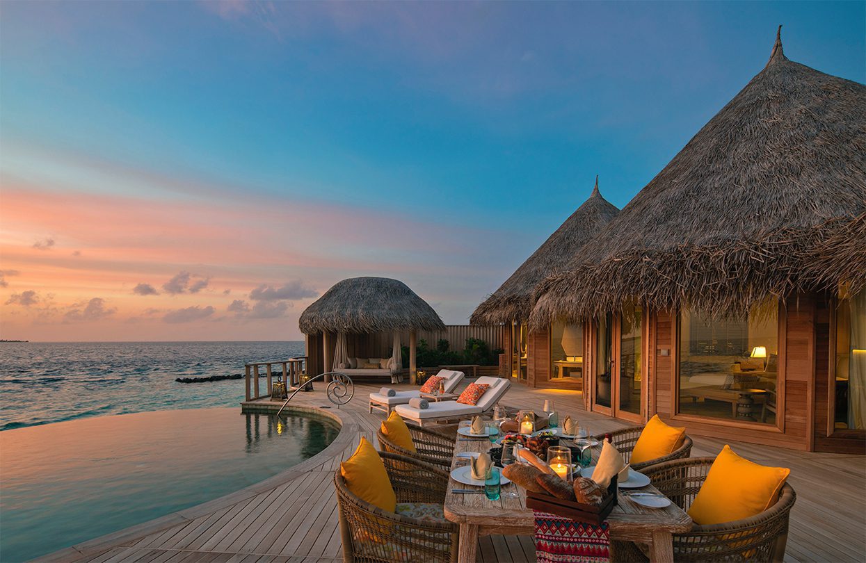 The romantic spectacle of The Nautilus Maldives at sunset