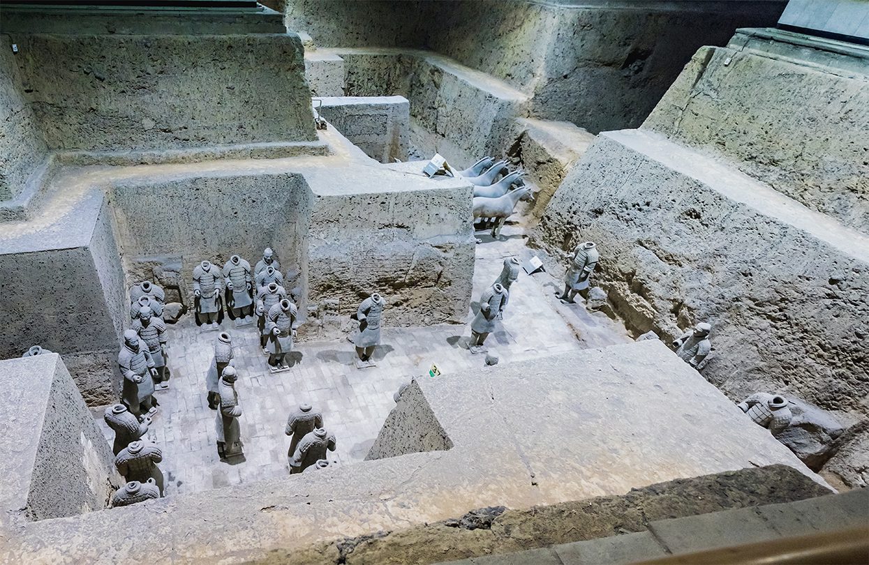 The Terracotta Army buried in the pits next to the Qin Shi Huang's tomb in 210 to 209 BC, by Vatchara Ruttikul