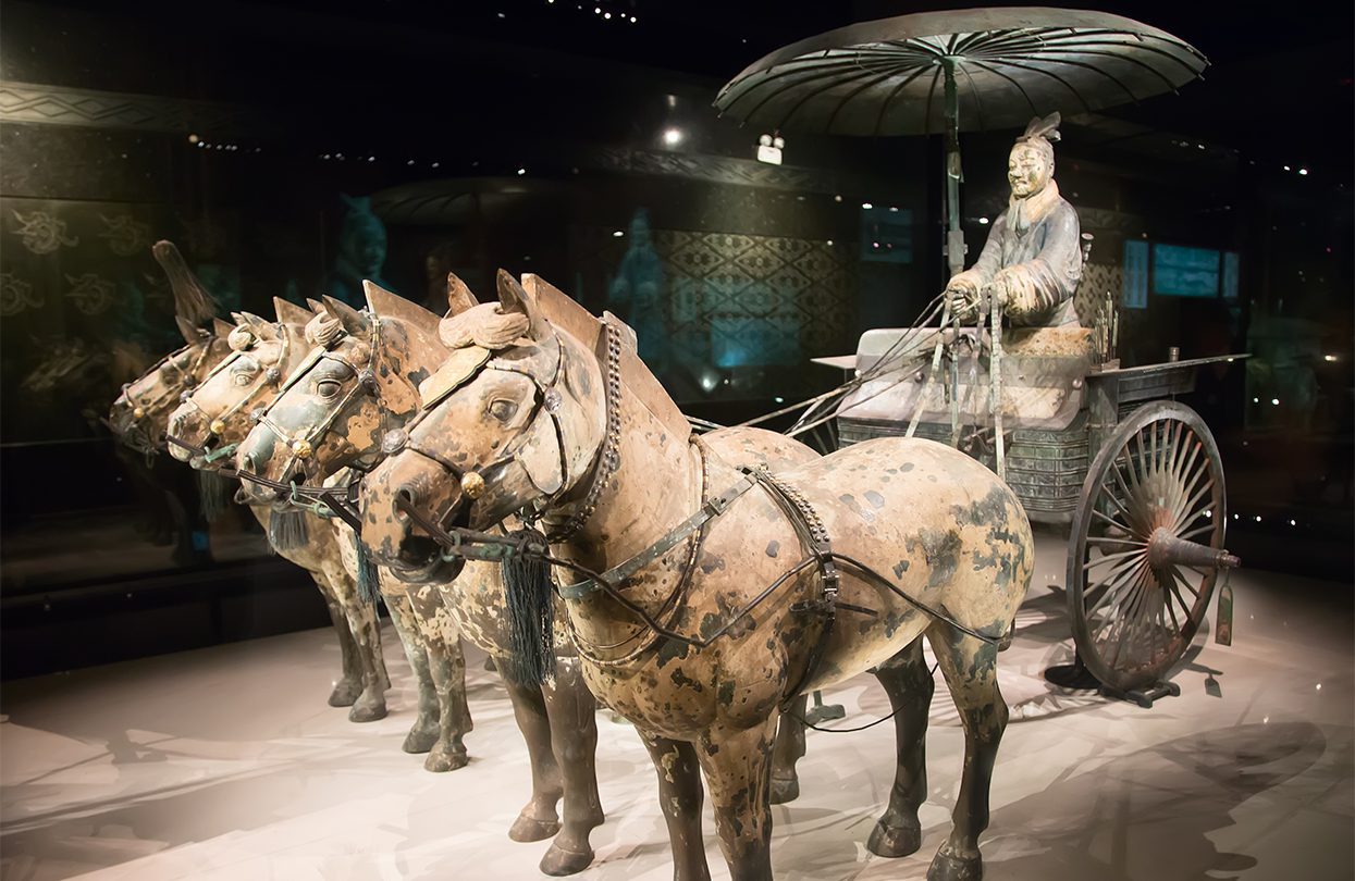 The mausoleum of Qin Shi Huang, first Emperor of China contains collection of terracotta sculptures of armored men and horses, by Fedor Selivanov