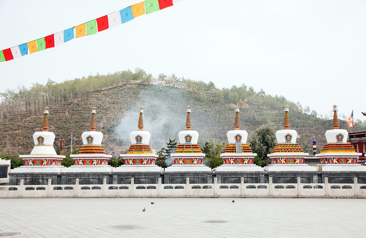 Pagodas at Kumbum Monastery, this famous Tibetan Buddhist monastery was founded in 1583, by Cindy Xiong