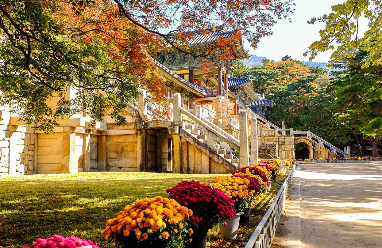 The ancient Bulguksa temple shines in the forests of Gyeongju, By Isarint Sangmanee