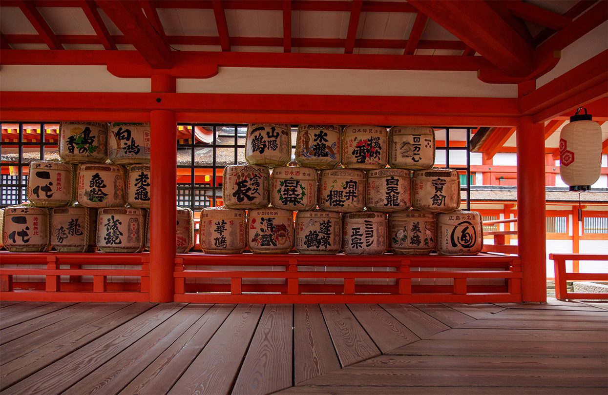 View of multiple Sake barrel offerings by SubstanceTproductions