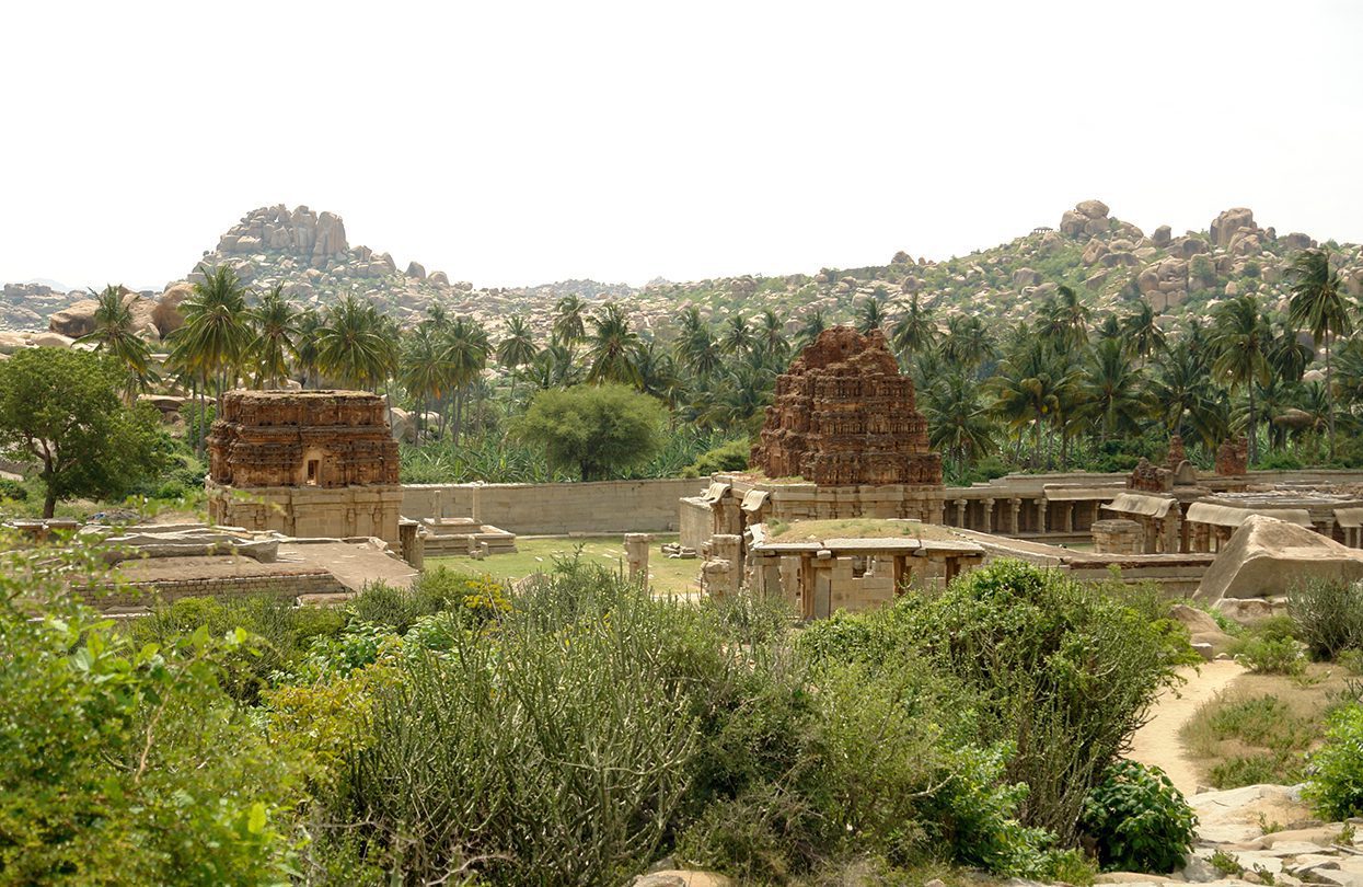 The rocky landscape of Hampi hides many ancient temples and monuments