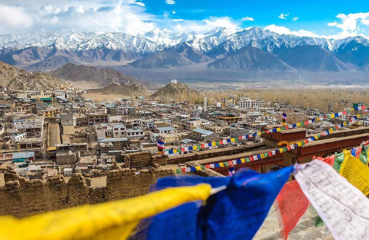 Leh city is located in the Indian Himalayas at an altitude of 3500 meters. viewed from Leh Palace (image by Akarat Phasura)