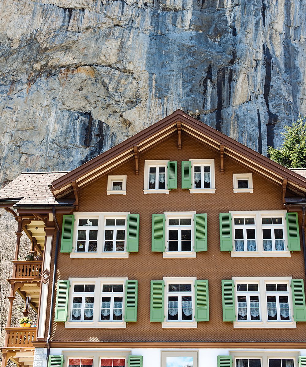 A typical Alpine chalet in the mountains