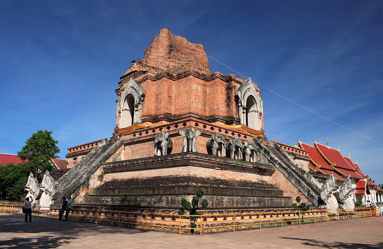At the centre of Wat Chedi Luang is the stupa that was once the largest in the Lanna Kingdom
