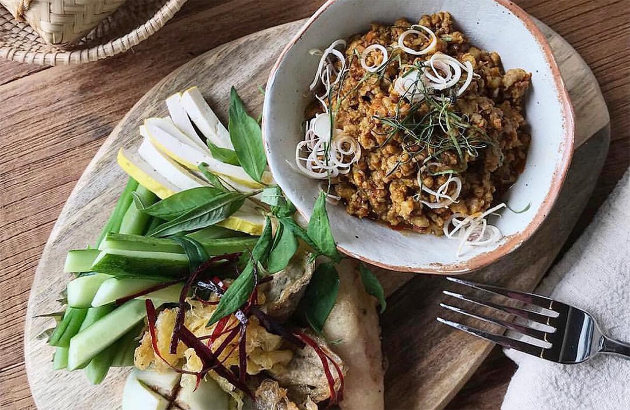 Prahok Ktiss restaurant serves dishes inspired by the cuisines of the region like this Prahok Ktiss, a Khmer dip made of salt-cured river fish