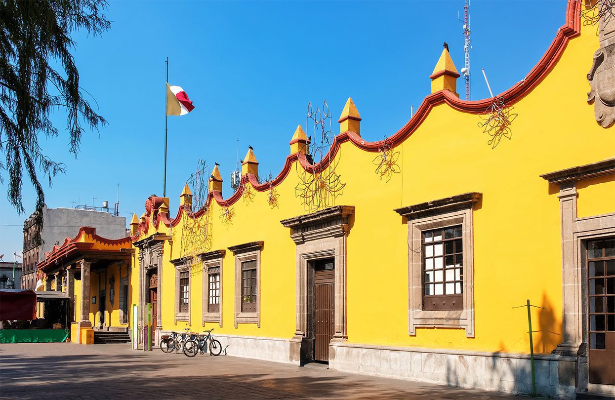 Mexico city is all about colour, from decorated walls to fiesta themed doorways