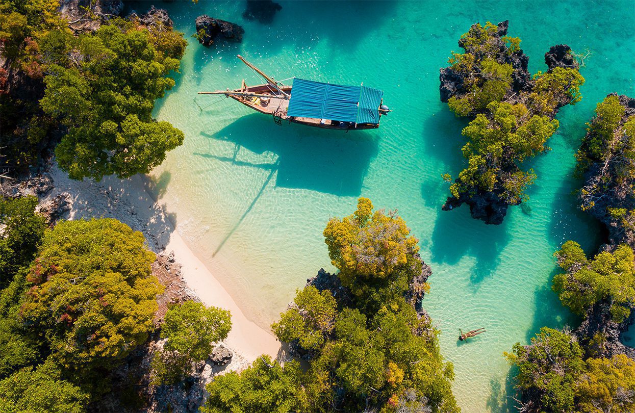 Aerial view of the pamunda island, Zanzibar, by TRAVELGRAM2019