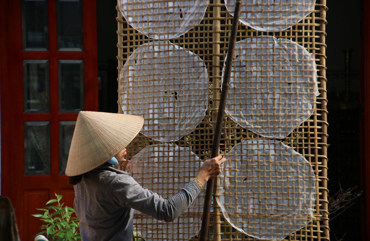 Rice paper making on the Mekong