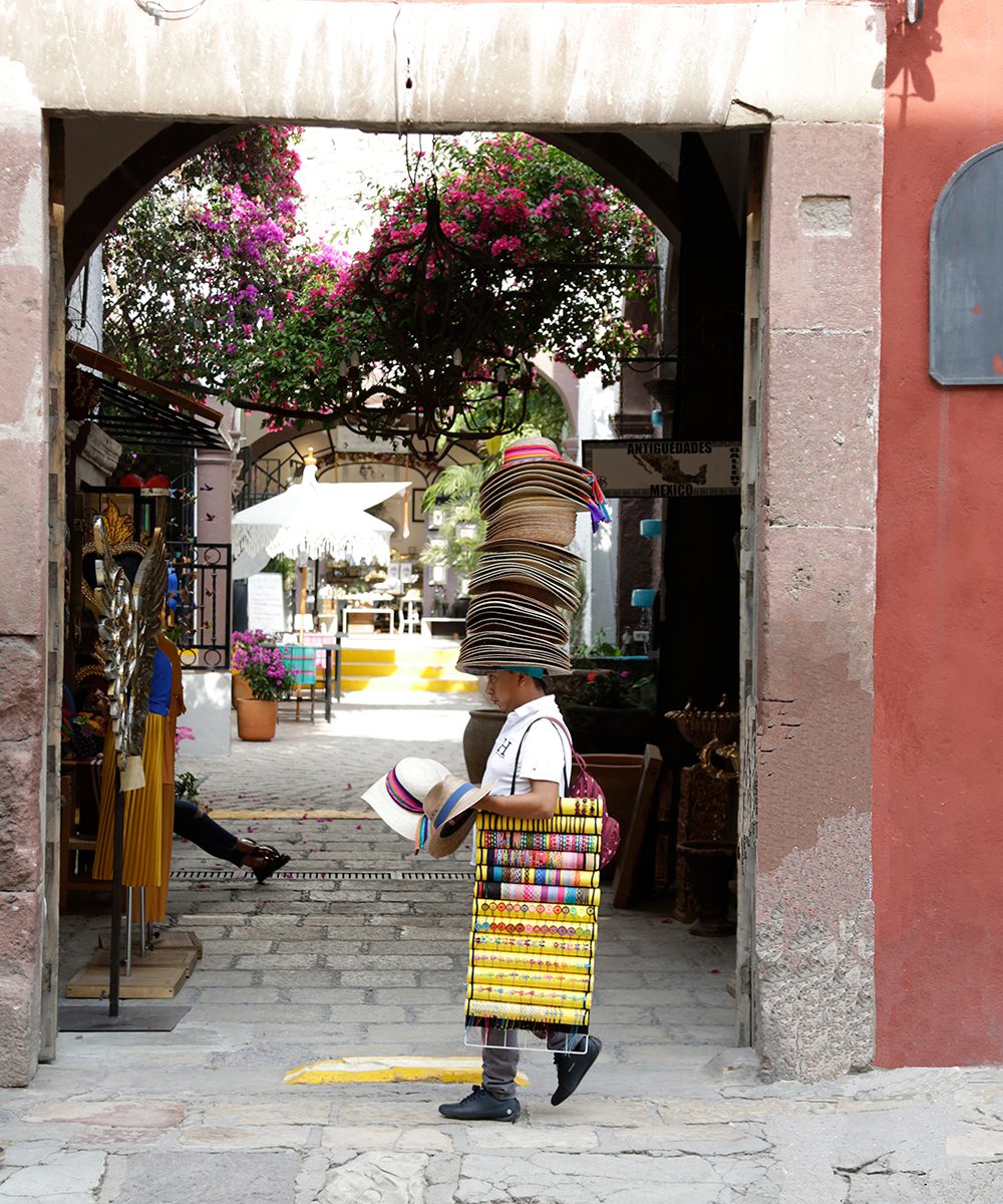 Hat seller near El Jardin, San Miguel de Allende’s vibrant central plaza