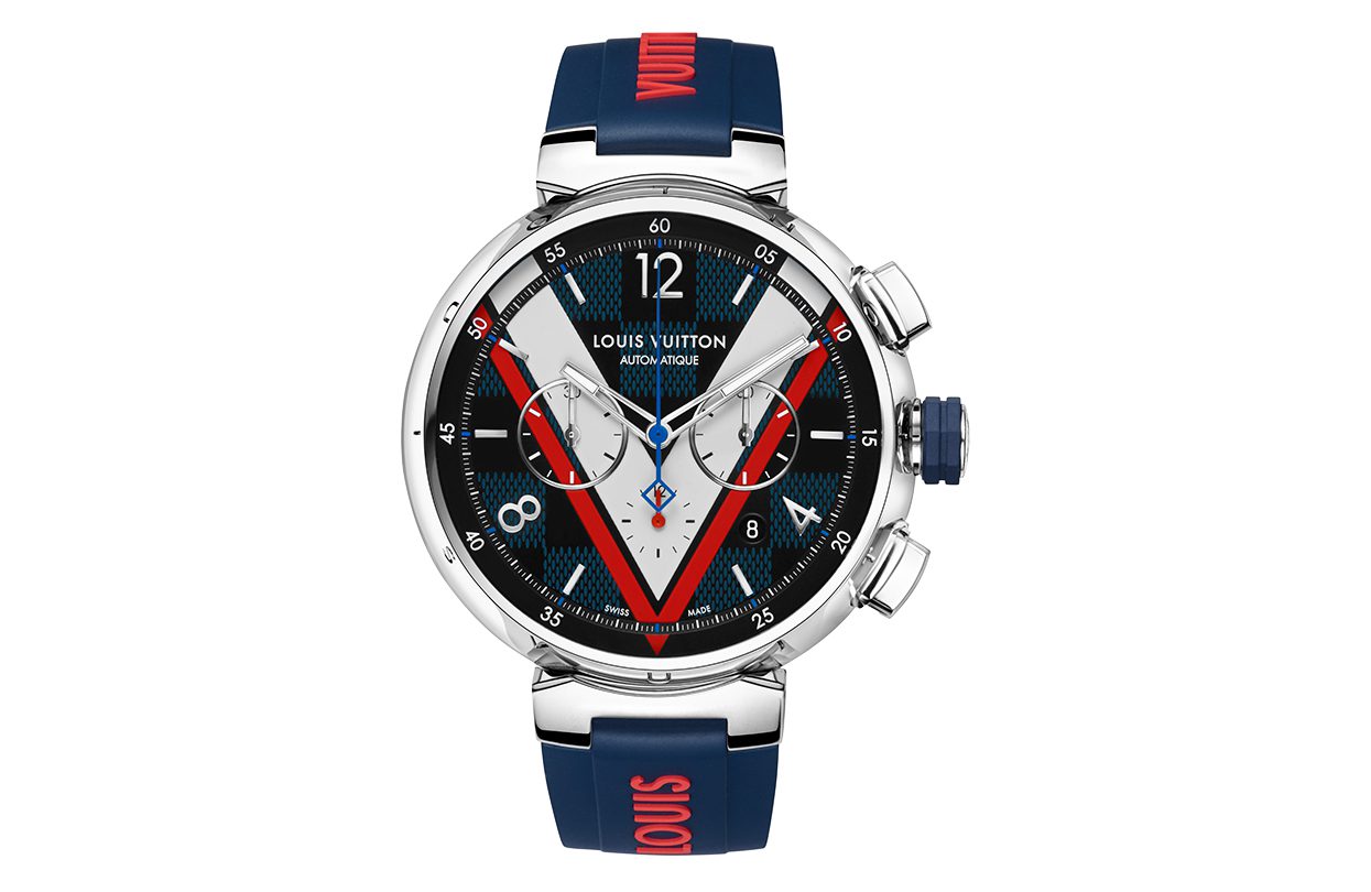 For Him LOUIS VUITTON Tambour Damier Cobalt chronograph watch