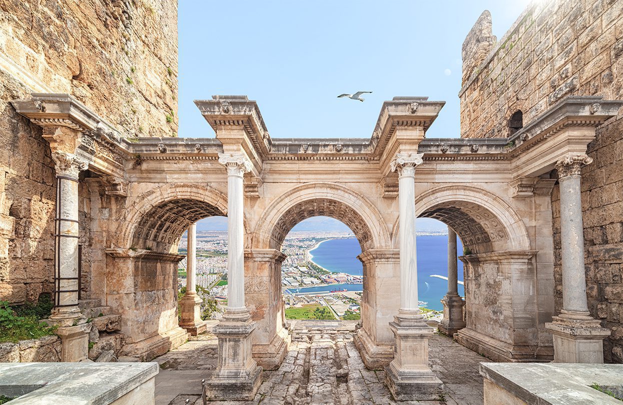 Hadrian's Gate old town Kaleici district in Antalya, photo by IgorZh