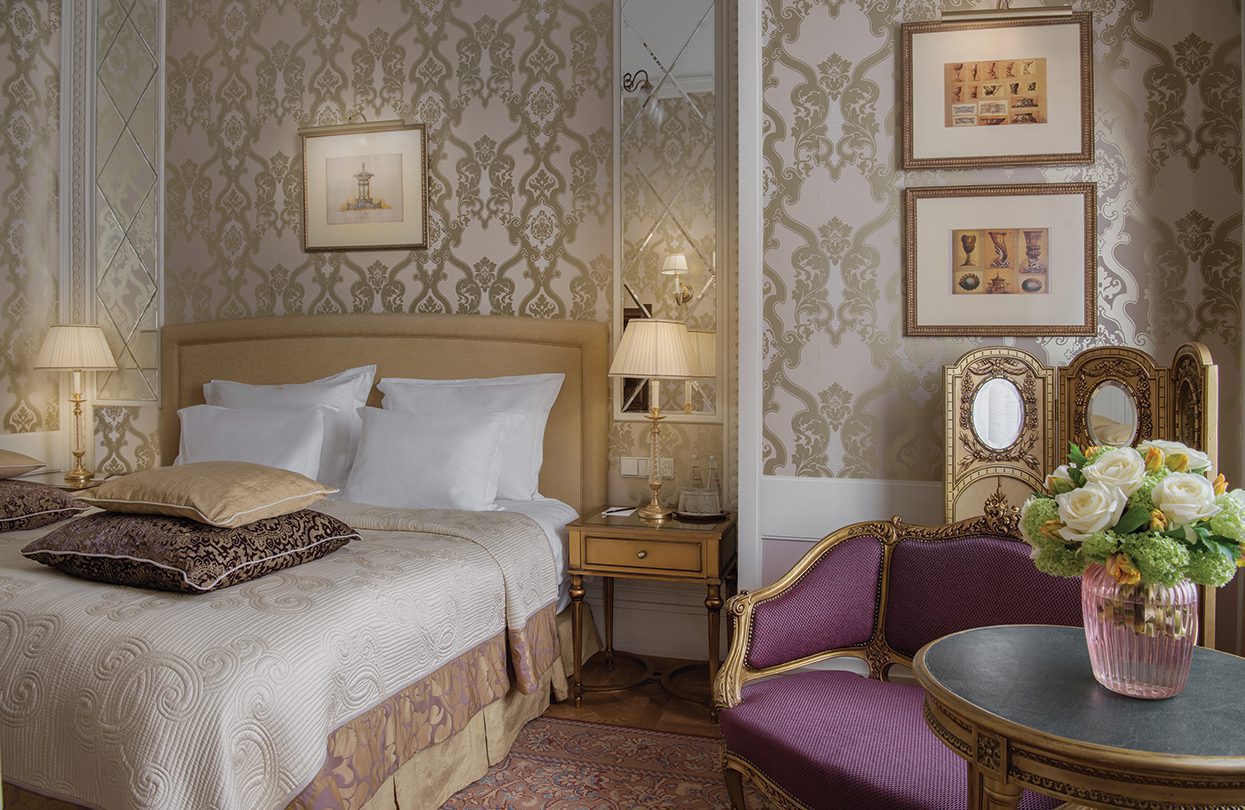 Fabergé Historic Suite with pink, lilac and gold tones reflect the precious stones found in Carl Fabergé’s work