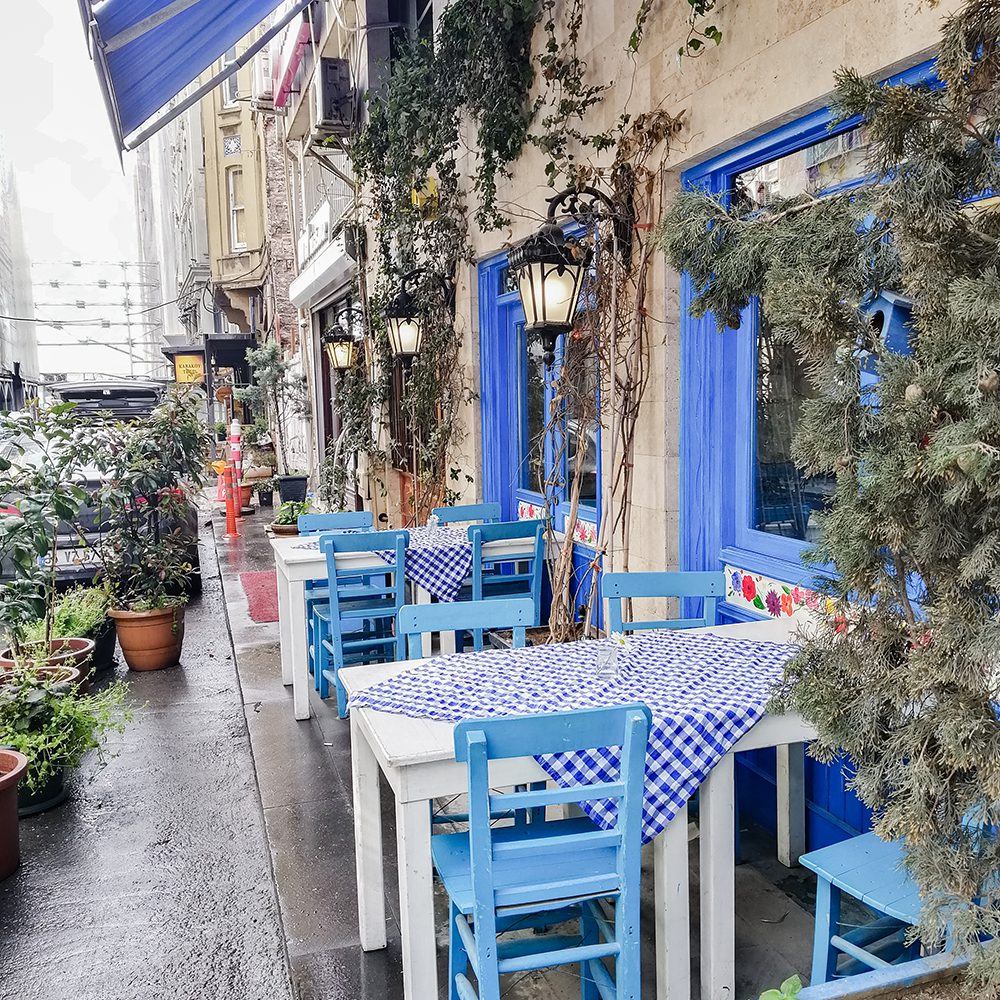 Narrow lanes of Karaköy neighbourhood hide colourful corners hiding trendy cafes in plain sight