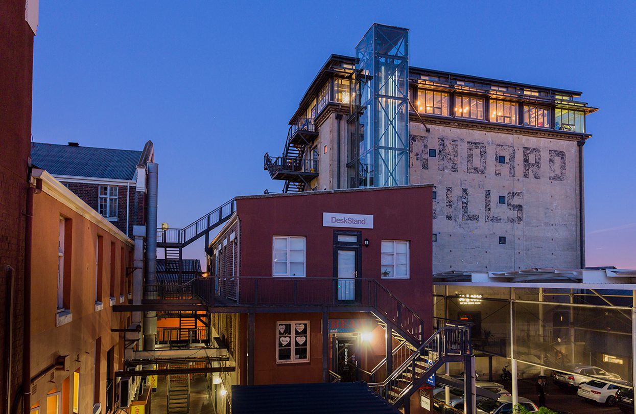 The Pot Luck Club is on top of the Old Biscuit Mill silo, in Woodstock, photo by Michael Le Grange