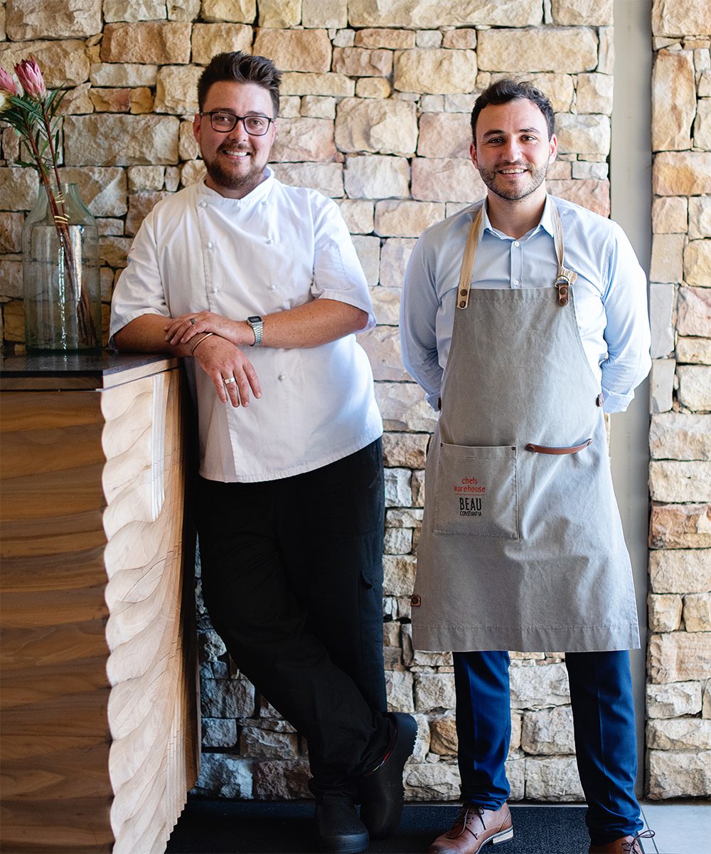 Chef and co-owner Ivor Jones of Chefs Warehouse at Beau Constantia with front of house manager, Jamie de Witt