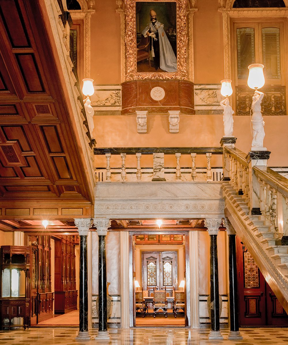 The Grand Staircase leads to the Hookah Bar