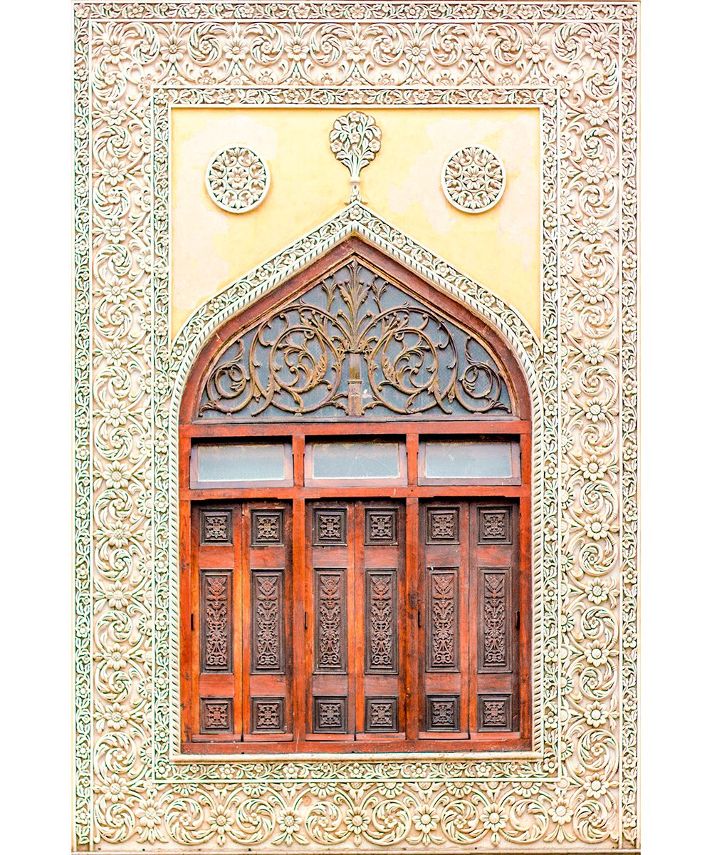 Intricate stucco work on one of two windows that flank the Durbar Hall, image credit Rohit Sarma