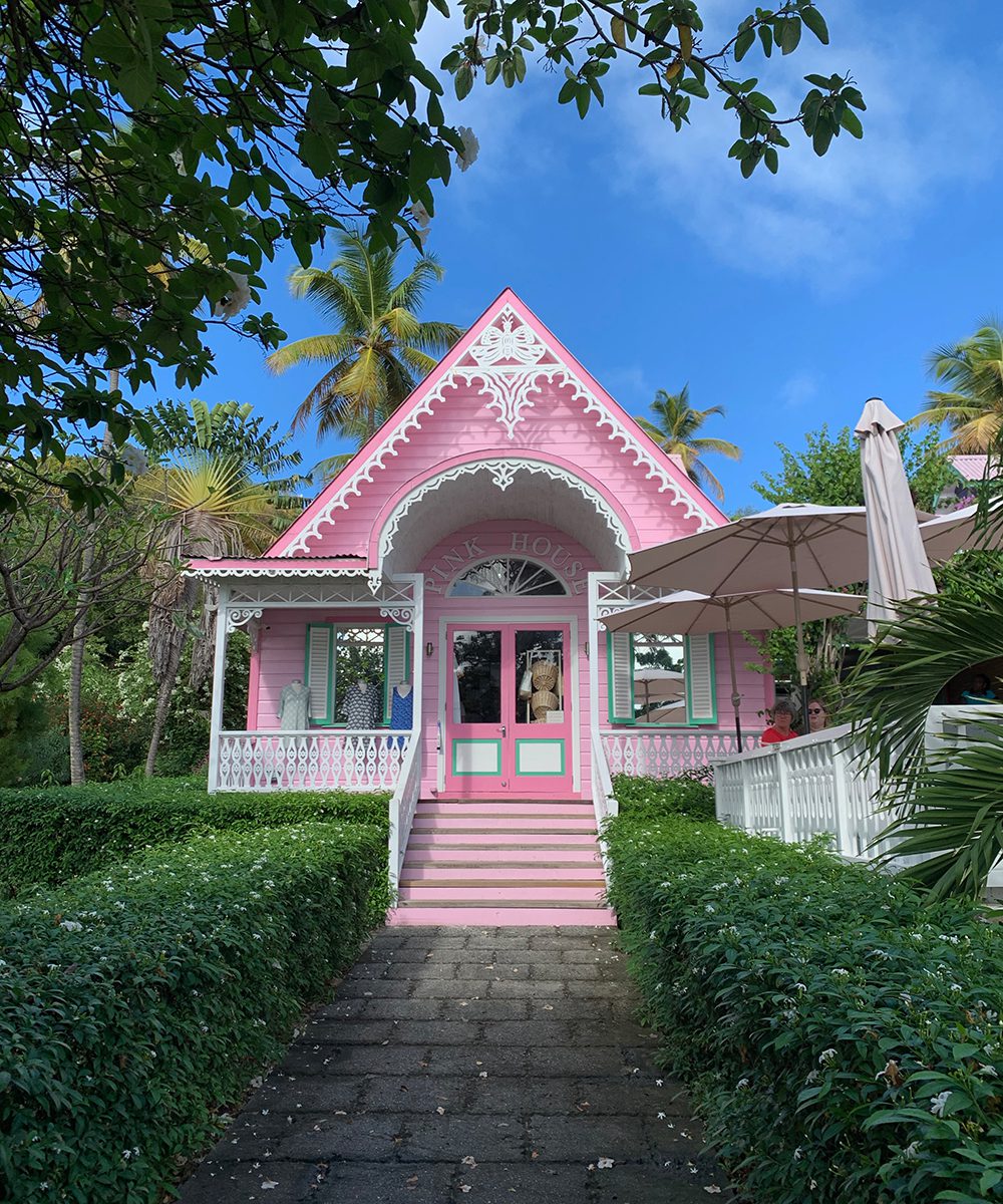 Aptly named the Pink House, the gingerbread style house offers chic Caribbean resortwear from local designers