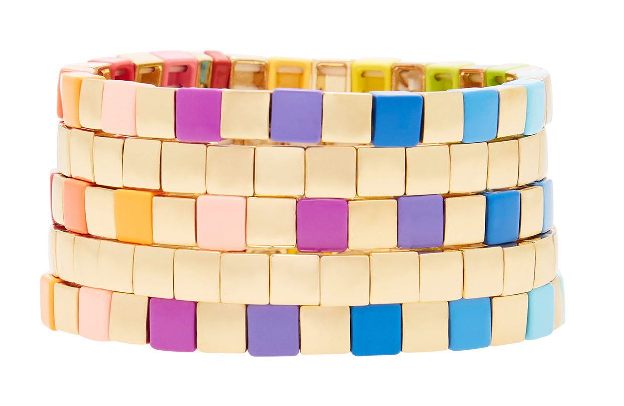 Roxanne Assoulin Golden Rainbow Set-Of-Three Gold-Tone And Enamel Bracelets