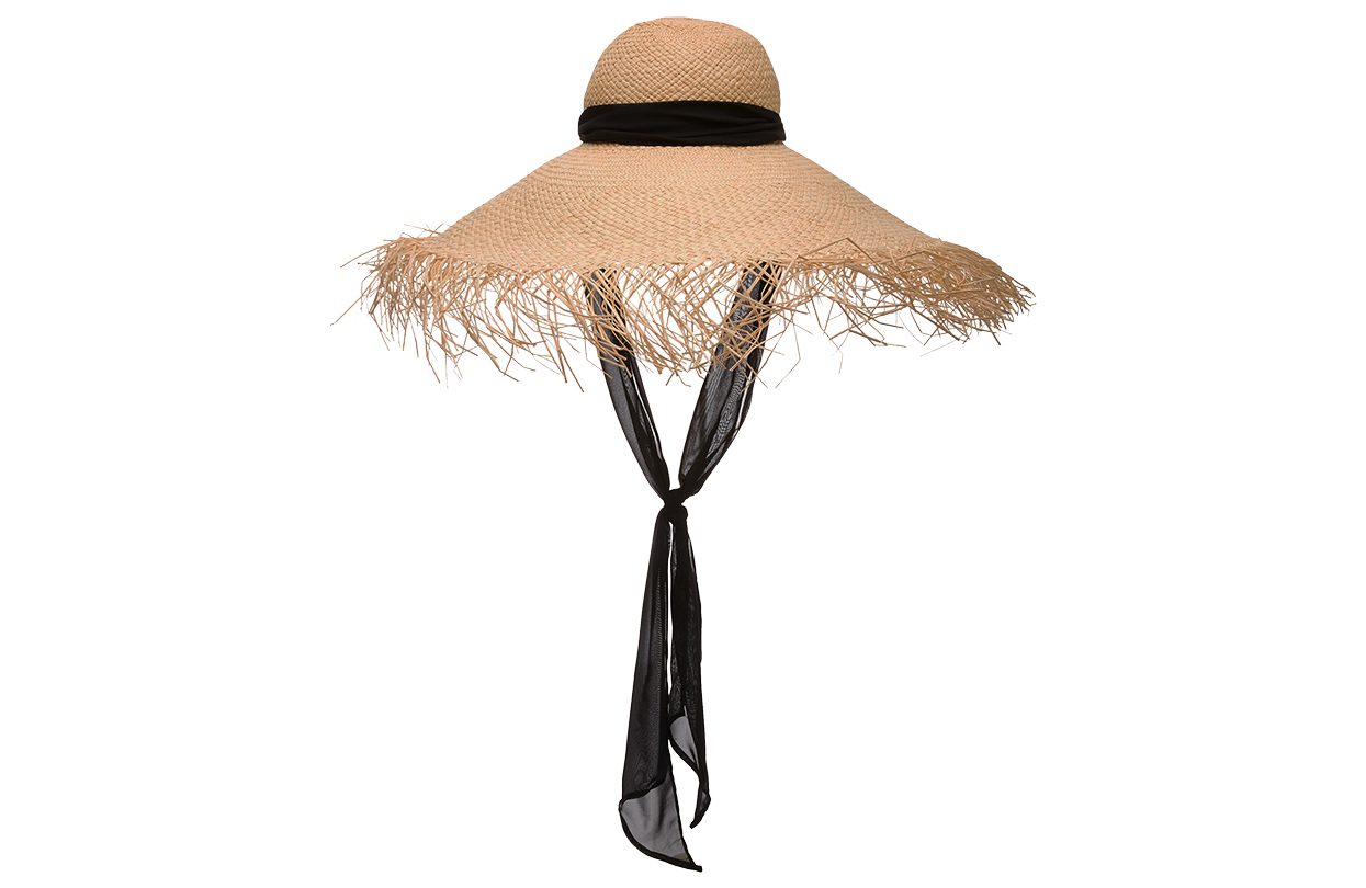 Sensi Studio Oversized Chiffon Trimmed Straw Hat