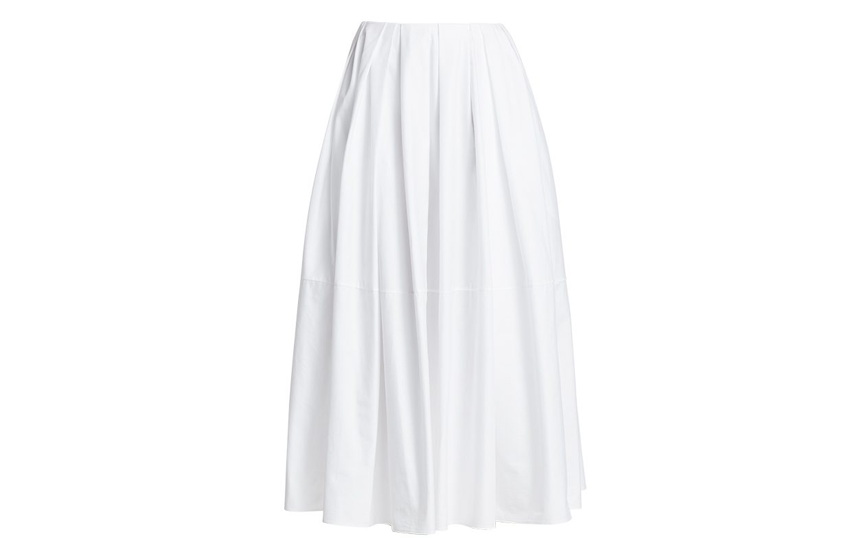 Khaite Meryl Pleated Poplin A-Line Skirt $1426 SaksFifthAvenue.com