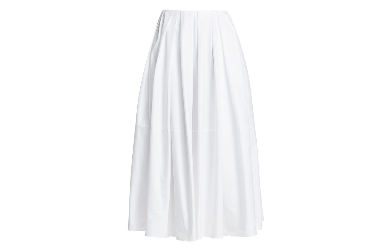 Khaite Meryl Pleated Poplin A-Line Skirt 26 SaksFifthAvenue.com