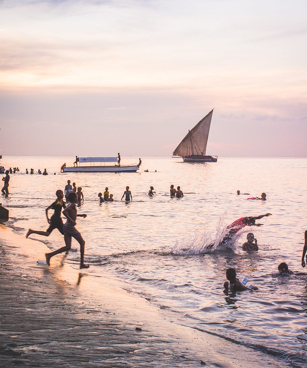 Sunset on the festive shores of Stone Town