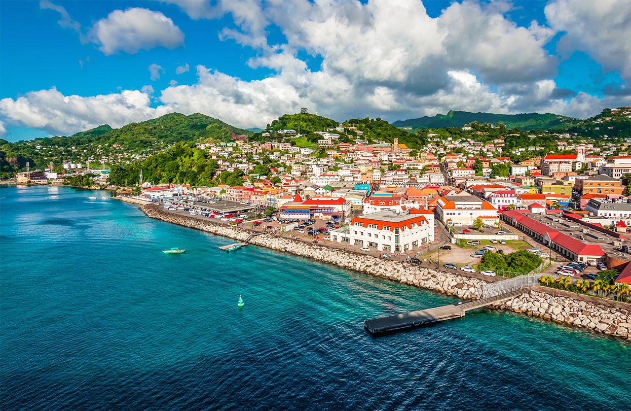 The picturesque capital city of St George’s in the Caribbean nation of Grenada, also known as the “Spice Island”, image by NAPA
