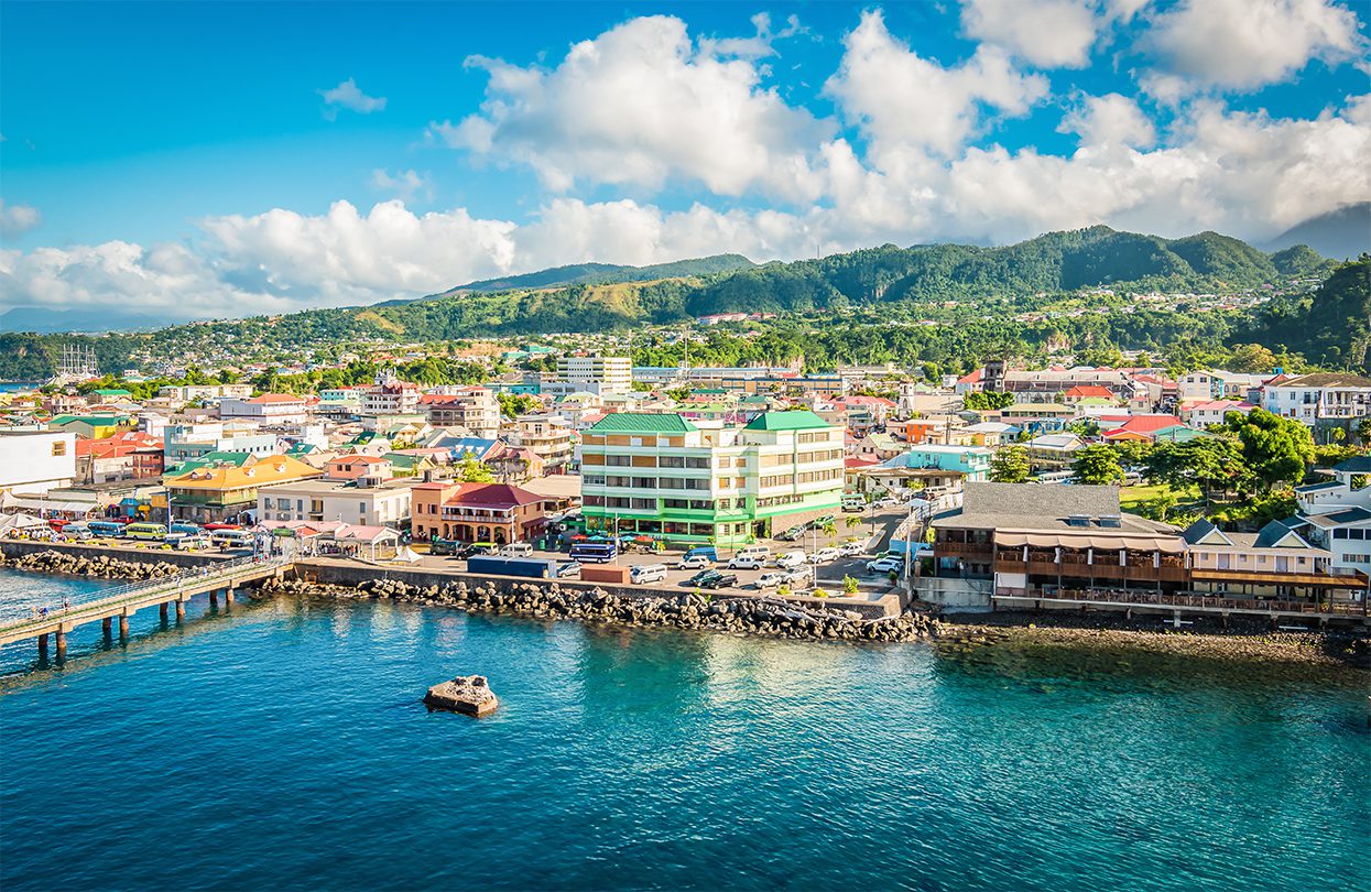 Roseau, the capital city of the Caribbean island of Dominica, is located on the nation’s southwest coast and is distinct for its 18th-century Creole architecture, image by NAPA