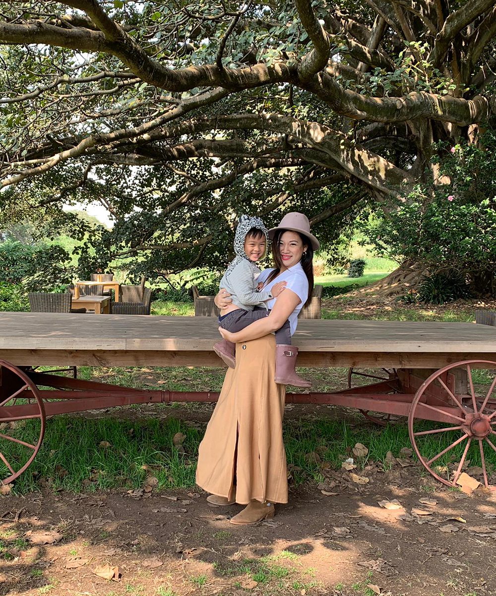 Tjin Lee with son Jake in Loldia House, Kenya, photo by Dr Iroshni Chua