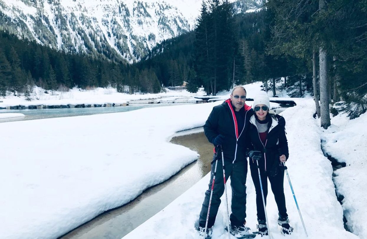 Dimple Aswani with her husband Sameer Aswani in Courchevel, French Alps