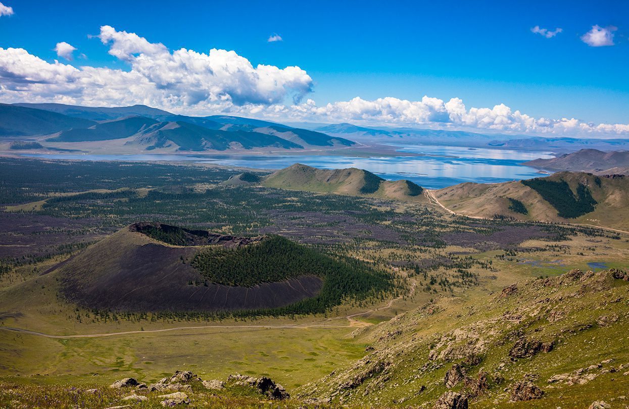 Khorgiin Togoo volcano, located on the bank of Terkhiin Tsagaan Lake, Mongolia