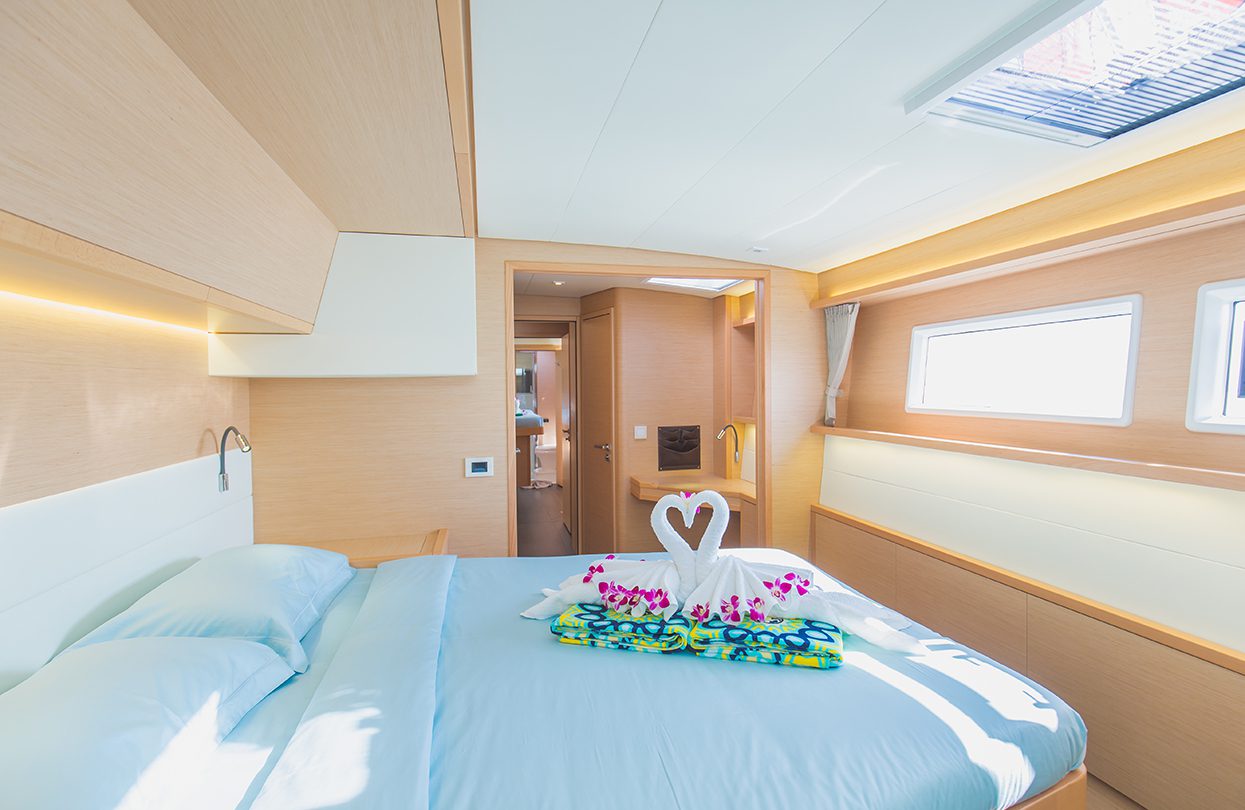 The Blue Moon has five ensuite luxurious cabins, four of which are fitted with queen size beds & one with two single bunks, Photo - Wan Tse, Simpson Yacht Charter