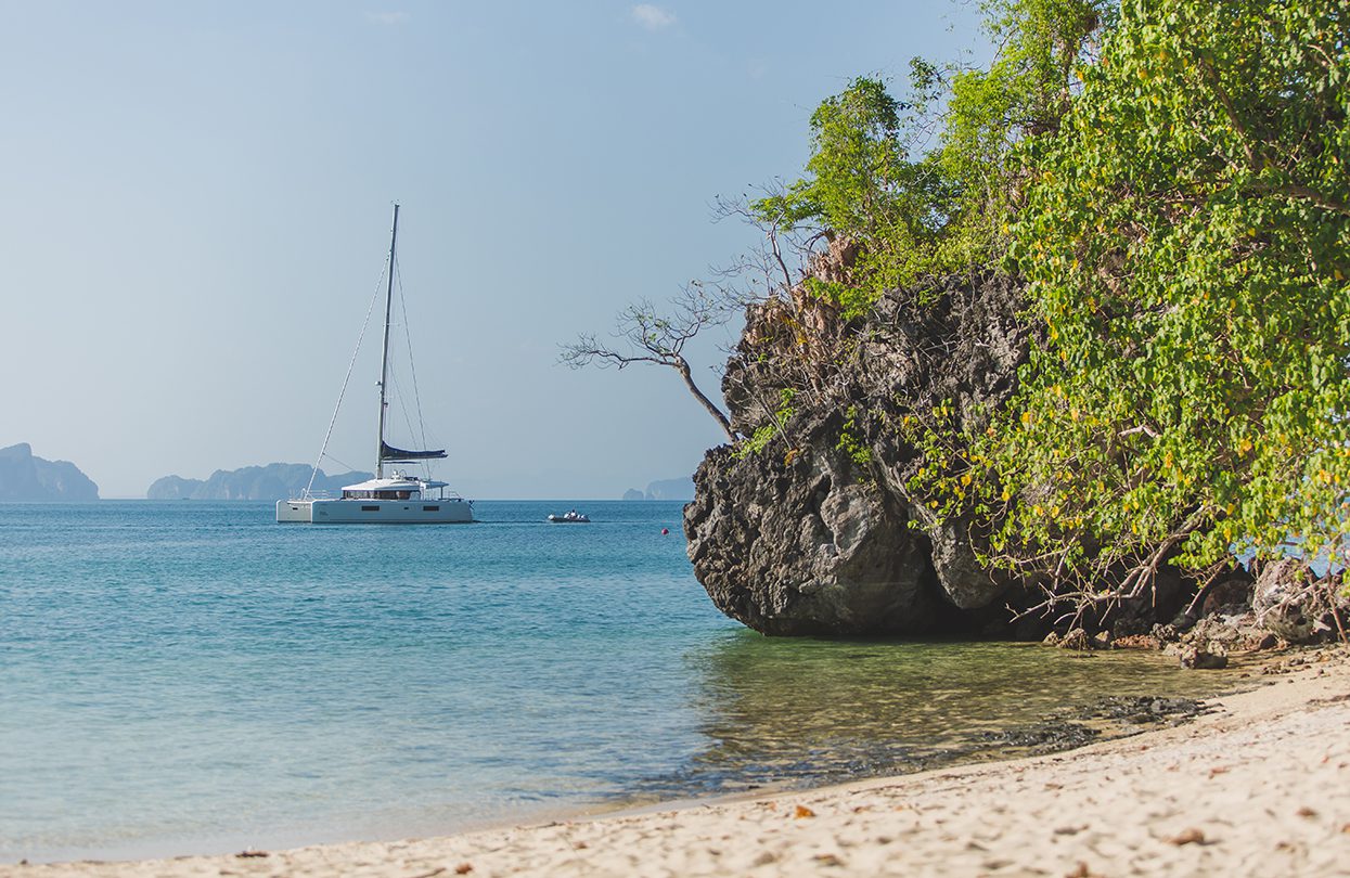 The shallow draft of the catamaran at 5 feet allows it to access remote locations, Photo - Wan Tse, Simpson Yacht Charter