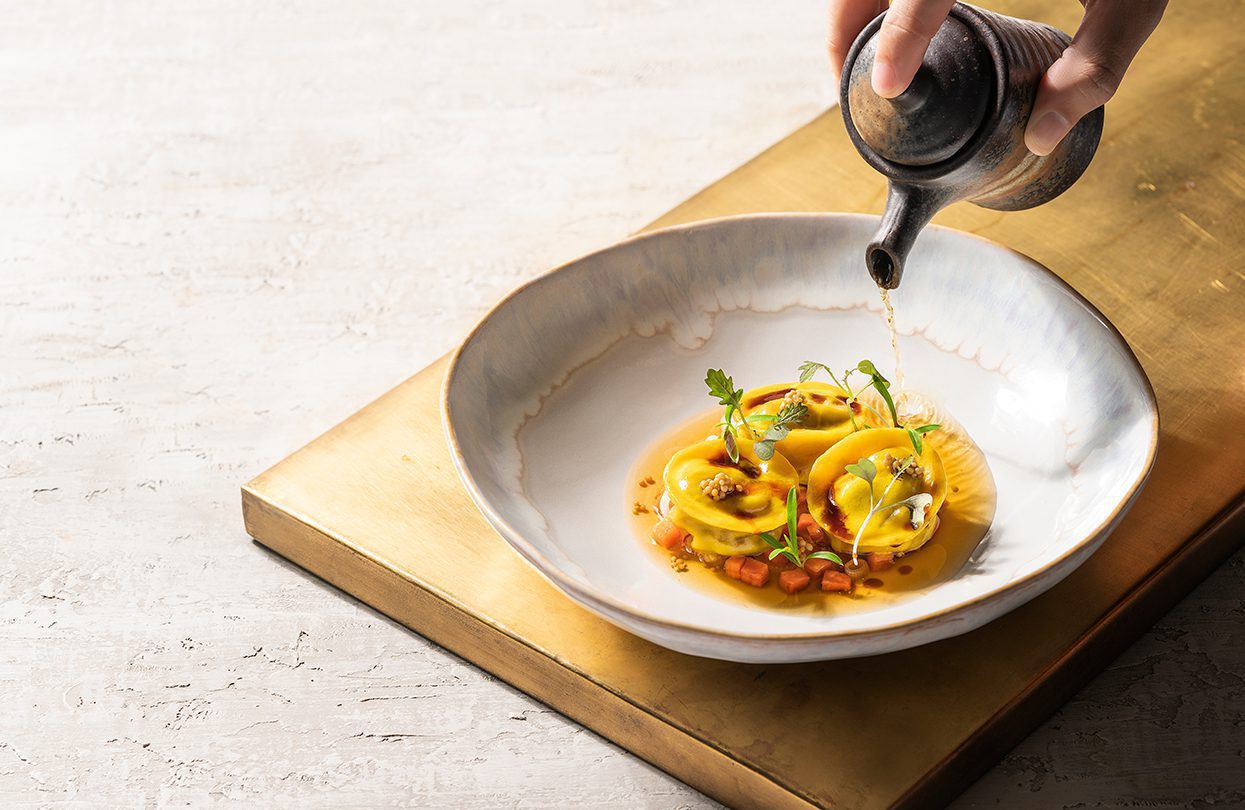 Remy’s signature dish, Tortellini dish with Moroccan tangia-style lamb shoulder