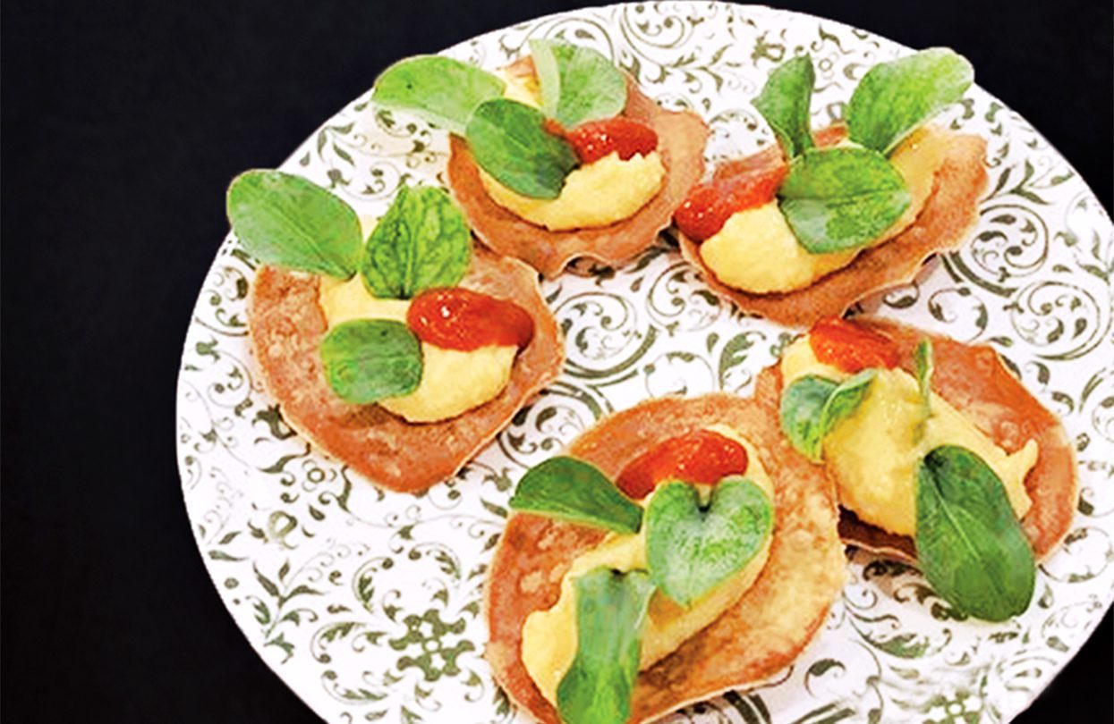 “Oysterless” Omelette Salad with Ginger Flower Vinaigrette