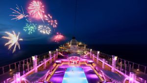 Fireworks on World Dream, image by Dream Cruises