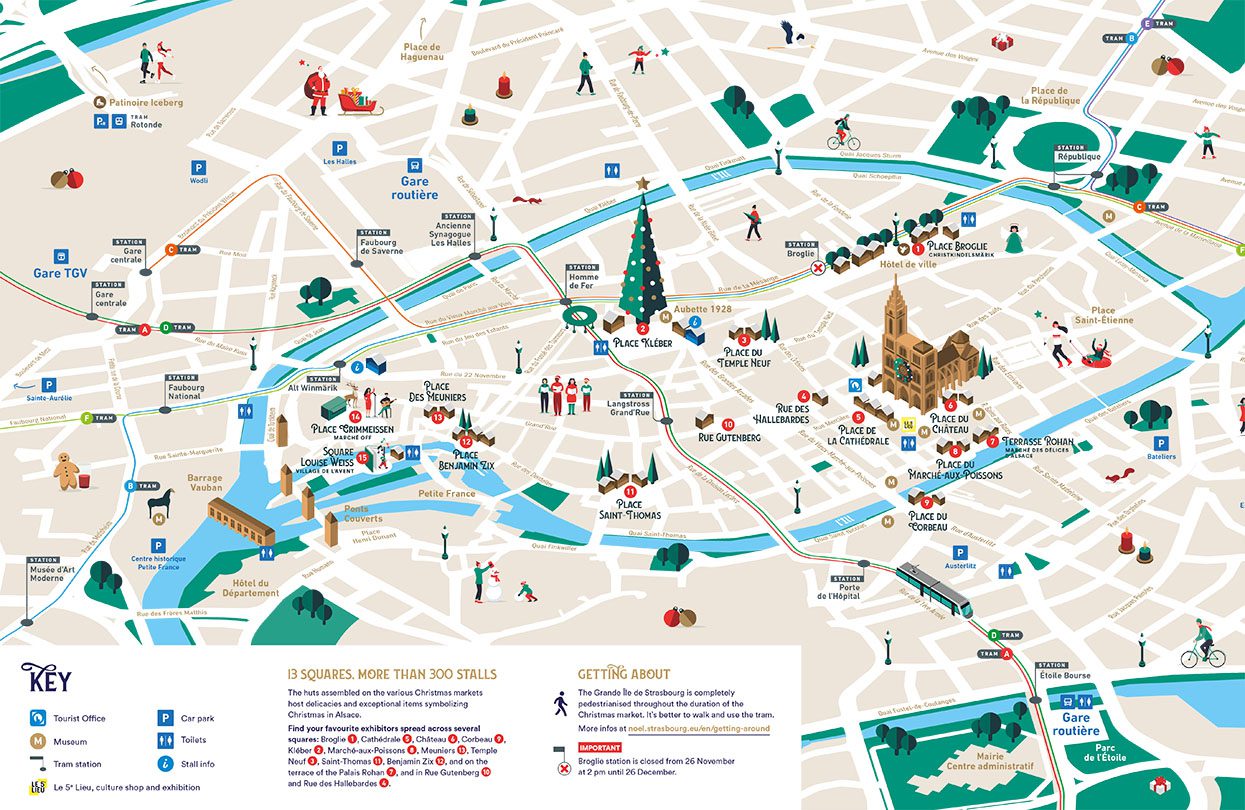 Christmas market in Strasbourg Map, by Strasbourg Tourist Office