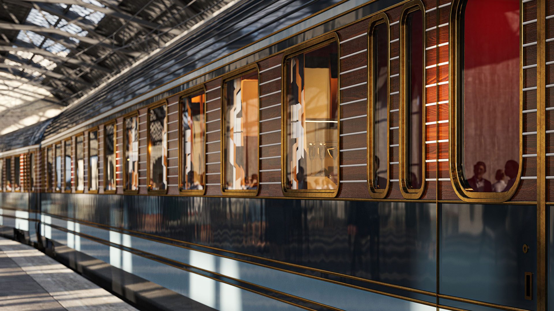 Orient Express La Dolce Vita Train Exterior, Rendering Orient Express La Dolce Vita, by Dimorestudio