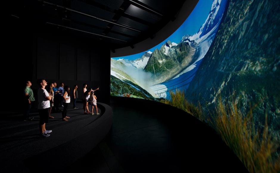 The topography is presented in the Panorama area projected on a 100-square-metre screen, image © World Nature Forum